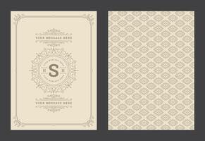 Vintage ornament greeting card calligraphic ornate swirls and vignettes frame design template vector