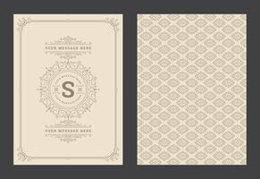 Vintage ornament greeting card calligraphic ornate swirls and vignettes frame design template vector