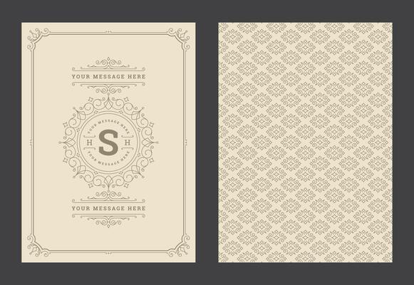 Vintage ornament greeting card calligraphic ornate swirls and vignettes frame design template