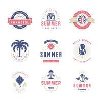 Summer holiday labels and badges retro design set vector