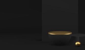 Black luxury 3d hemisphere podium pedestal display studio background realistic vector