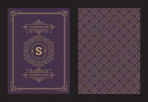 Vintage ornament greeting card calligraphic ornate swirls and vignettes frame design template vector