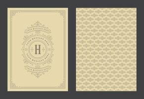 Vintage ornament greeting card calligraphic ornate swirls and vignettes frame design template vector