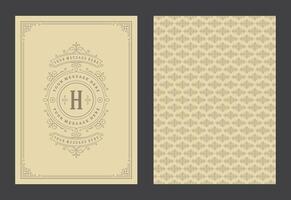 Vintage ornament greeting card calligraphic ornate swirls and vignettes frame design template vector