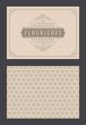 Vintage ornament greeting card calligraphic ornate swirls and vignettes frame design template
