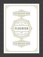 Vintage ornament greeting card calligraphic ornate swirls and vignettes frame design template vector