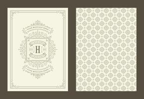 Vintage ornament greeting card calligraphic ornate swirls and vignettes frame design template vector