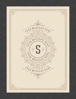 Vintage ornament greeting card calligraphic ornate swirls and vignettes frame design template vector