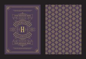Vintage ornament greeting card calligraphic ornate swirls and vignettes frame design template vector