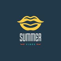 Summer vibes label or badge typography slogan design vector