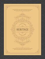 Vintage ornament greeting card calligraphic ornate swirls and vignettes frame design template vector