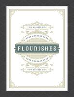 Vintage ornament greeting card calligraphic ornate swirls and vignettes frame design template vector