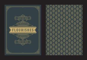 Vintage ornament greeting card calligraphic ornate swirls and vignettes frame design template vector