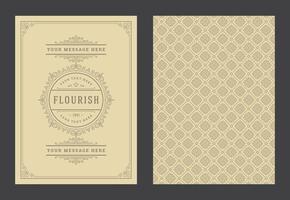 Vintage ornament greeting card calligraphic ornate swirls and vignettes frame design template vector