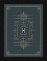 Vintage ornament greeting card calligraphic ornate swirls and vignettes frame design template vector