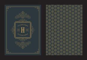 Vintage ornament greeting card calligraphic ornate swirls and vignettes frame design template vector