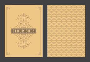 Vintage ornament greeting card calligraphic ornate swirls and vignettes frame design template vector