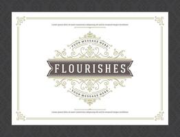 Vintage ornament greeting card calligraphic ornate swirls and vignettes frame design template vector