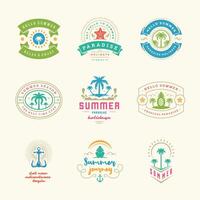 verano fiesta etiquetas y insignias retro diseño conjunto vector