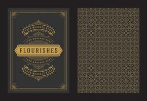 Vintage ornament greeting card calligraphic ornate swirls and vignettes frame design template vector