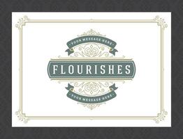 Vintage ornament greeting card calligraphic ornate swirls and vignettes frame design template vector