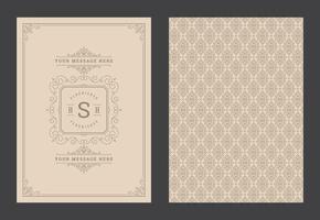 Vintage ornament greeting card calligraphic ornate swirls and vignettes frame design template vector