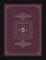 Vintage ornament greeting card calligraphic ornate swirls and vignettes frame design template vector