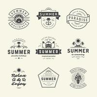 Summer holidays labels and badges retro typography design set. vector