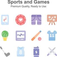 Creatively crafted sports and games icons set, ready to use vectors