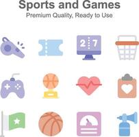 paquete de Deportes y juegos prima iconos, Listo a utilizar y descargar vector