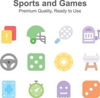 Well designed sports and games icons set, isolated on white background vector