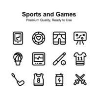 creativamente hecho a mano Deportes y juegos íconos colocar, Listo a utilizar vectores