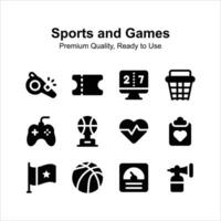 paquete de Deportes y juegos prima iconos, Listo a utilizar y descargar vector