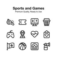 paquete de Deportes y juegos prima iconos, Listo a utilizar y descargar vector