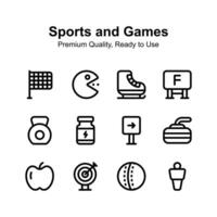 creativamente hecho a mano Deportes y juegos iconos, prima calidad y Listo a utilizar vector