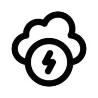 Lightning bolt with cloud, icon of weather thunderstorm in modern style vector