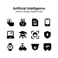 Pack of Artificial Intelligence icons in modern style vector