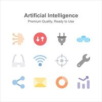 Artificial Intelligence icons set in trendy style up for premium use vector