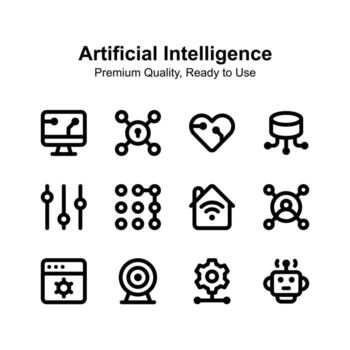 Well designed artificial intelligence icons set vector