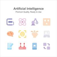 Artificial Intelligence icons set isolated on white background vector