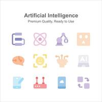 Artificial Intelligence icons set isolated on white background vector