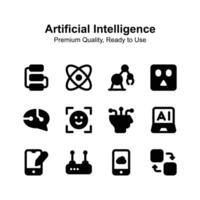 artificial inteligencia íconos conjunto aislado en blanco antecedentes vector