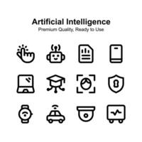 Pack of Artificial Intelligence icons in modern style vector