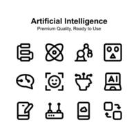 artificial inteligencia íconos conjunto aislado en blanco antecedentes vector