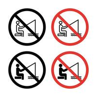 No fishing sign set vector