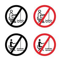 No fishing sign set vector