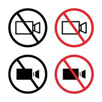 No recording sign set vector