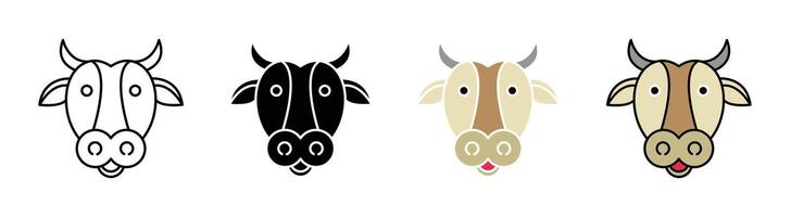 Cow icon set vector