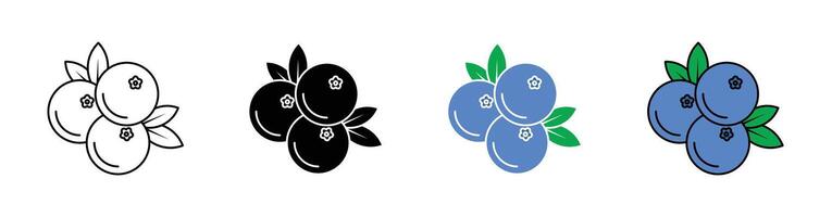 Blueberry icon set vector