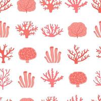 Minimalist corals seamless pattern. Silhouettes. Undersea fauna. Marine botany. Background, digital paper. . vector
